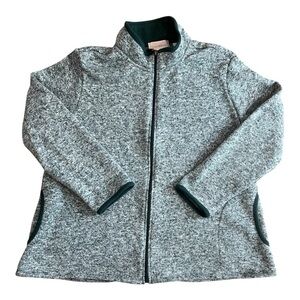 Stan Herman Heather Green Fleece Jacket/Sweater Zip Up Size XL Women NWOT